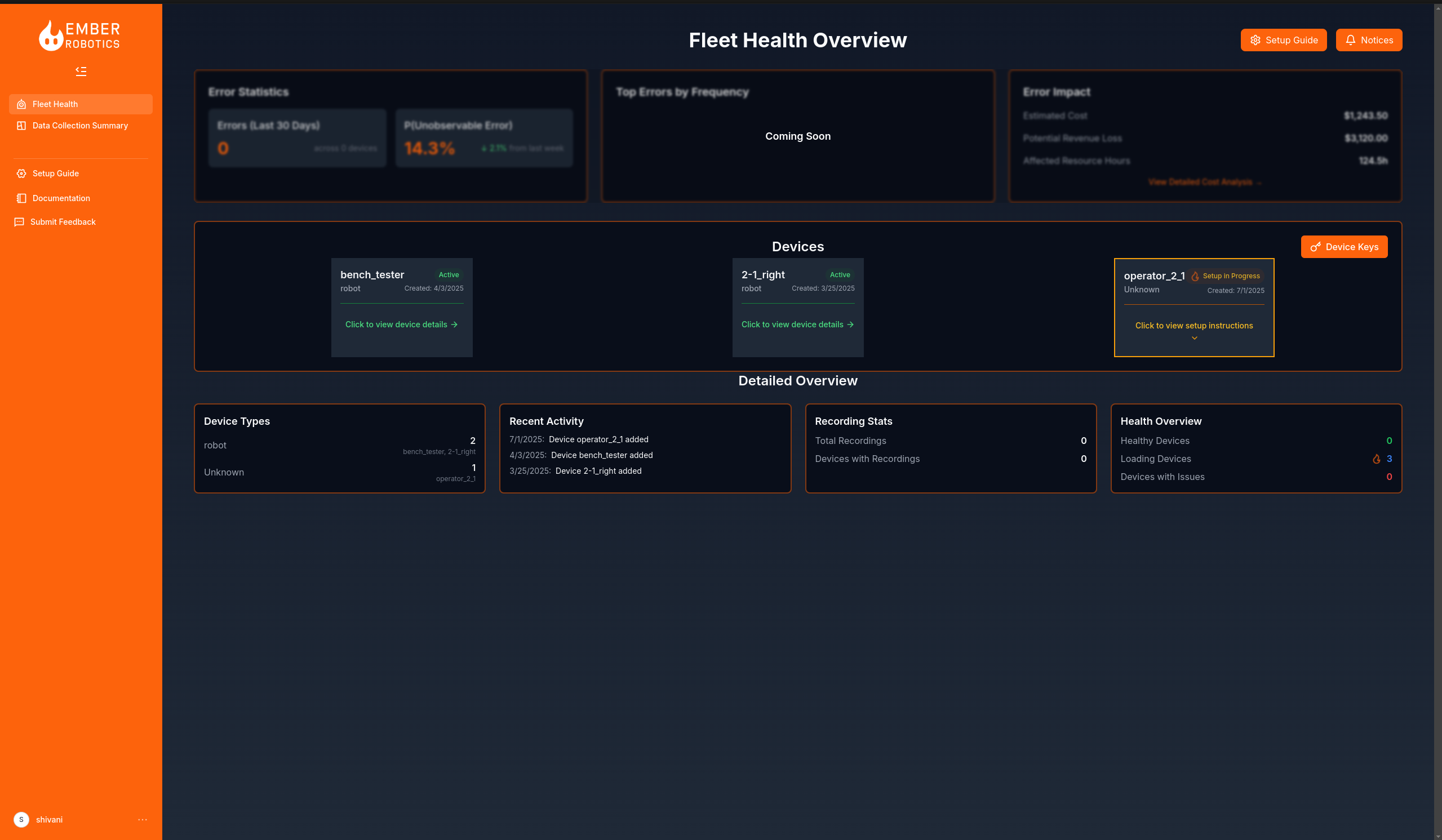 Ember Cloud Dashboard